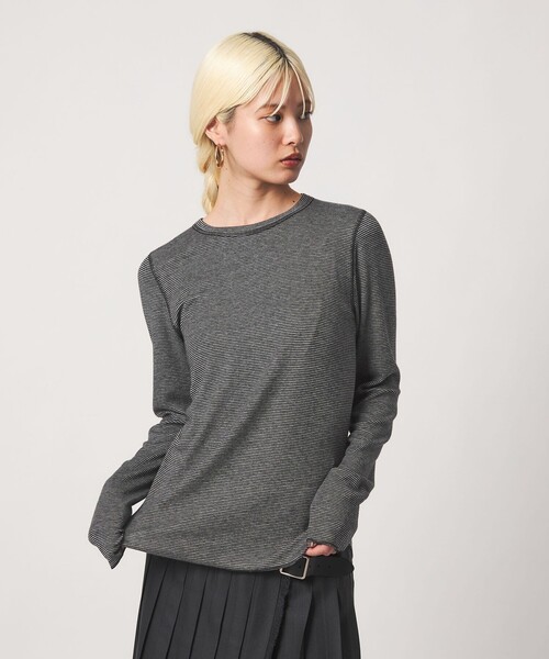 BEAUTY&YOUTH UNITED ARROWS(ビューティーアンドユースユナイテッドアローズ)の「毛セルロースブレンド クルーネック カットソー/ボーダー(Tシャツ/カットソー・レディース・その他1・FREE)」の1枚目の写真