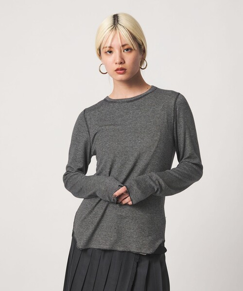 BEAUTY&YOUTH UNITED ARROWS(ビューティーアンドユースユナイテッドアローズ)の「毛セルロースブレンド クルーネック カットソー/ボーダー(Tシャツ/カットソー・レディース・その他1・FREE)」の2枚目の写真