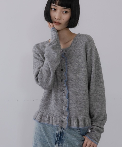 LOWRYS FARM(ローリーズファーム)の「バイカラーチビフリルカーディガン 1070415(カーディガン/ボレロ・レディース・アイボリー/グレー/ブラウン/レッド・FREE)」の10枚目の写真