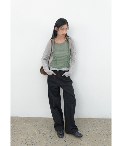ATELIER NAIN(アトリエナイン)の「(BL-4455) シアー ビスチェセット レイヤードTシャツブラウス(シャツ/ブラウス・レディース・グレー/グリーン・SMALL/MEDIUM)」の1枚目の写真