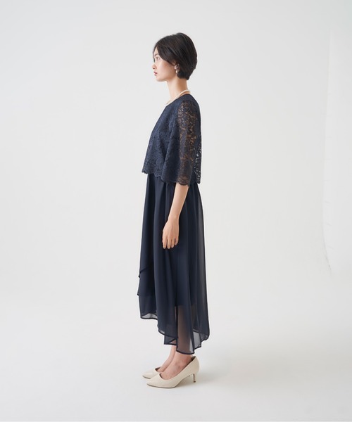 My shawty(マイシャウティー)の「chiffon lace long dress(ドレス・レディース・ネイビー・SMALL/MEDIUM/LARGE)」の5枚目の写真