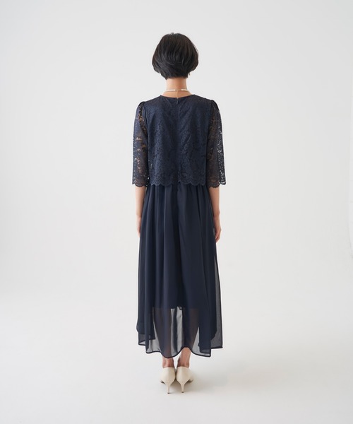 My shawty(マイシャウティー)の「chiffon lace long dress(ドレス・レディース・ネイビー・SMALL/MEDIUM/LARGE)」の6枚目の写真