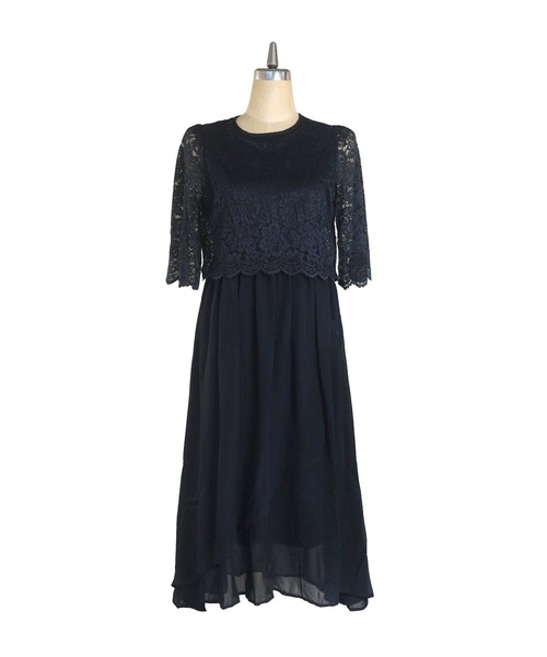 My shawty(マイシャウティー)の「chiffon lace long dress(ドレス・レディース・ネイビー・SMALL/MEDIUM/LARGE)」の8枚目の写真