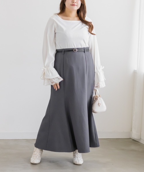 CLETTE(クレット)の「ベルト付きマーメイドスカート(スカート・レディース・グレー/ブラウン/ブラック・LL/4L/3L)」の10枚目の写真