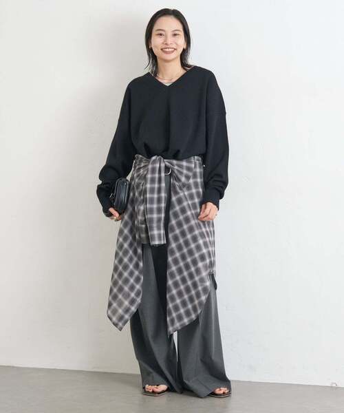 JOURNAL STANDARD(ジャーナルスタンダード)の「《WEB限定追加2》ウォッシャブルTEXBRID Vプルオーバー(ニット/セーター・レディース・チャコールグレー/ブラウン/ブラック/サックスブルー・FREE)」の18枚目の写真