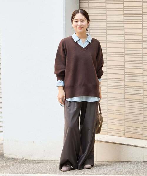 JOURNAL STANDARD(ジャーナルスタンダード)の「《WEB限定追加2》ウォッシャブルTEXBRID Vプルオーバー(ニット/セーター・レディース・チャコールグレー/ブラウン/ブラック/サックスブルー・FREE)」の13枚目の写真