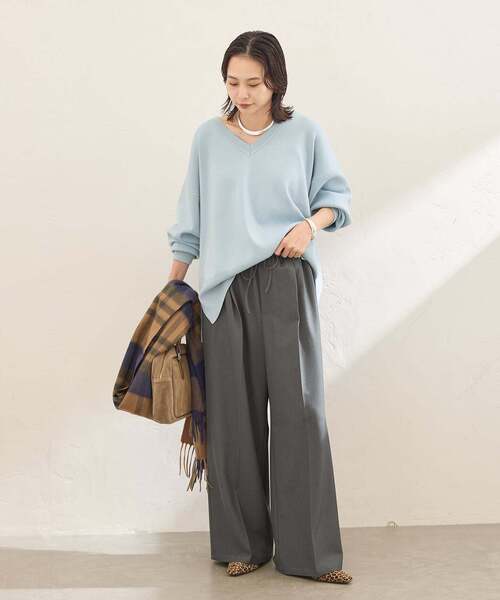JOURNAL STANDARD(ジャーナルスタンダード)の「《WEB限定追加2》ウォッシャブルTEXBRID Vプルオーバー(ニット/セーター・レディース・チャコールグレー/ブラウン/ブラック/サックスブルー・FREE)」の6枚目の写真