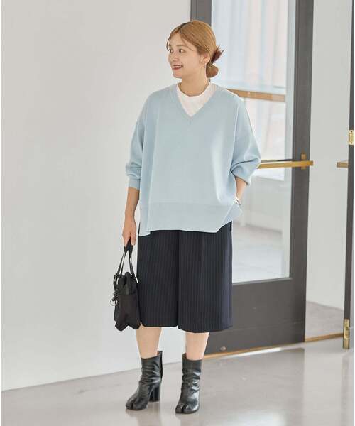 JOURNAL STANDARD(ジャーナルスタンダード)の「《WEB限定追加2》ウォッシャブルTEXBRID Vプルオーバー(ニット/セーター・レディース・チャコールグレー/ブラウン/ブラック/サックスブルー・FREE)」の7枚目の写真