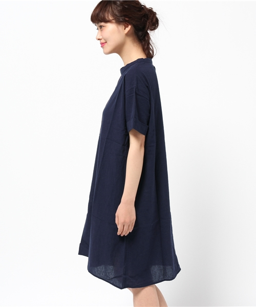 INNOCENT BLUE（イノセントブルー）の「綿麻キョウネン半袖ワンピース（ワンピース・レディース・ライトグレー/ピンク/ダークブルー/ネイビー・LARGE/MEDIUM）」の6枚目の写真