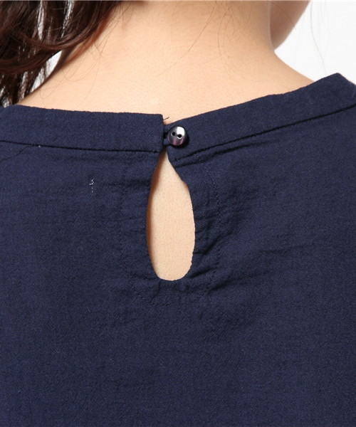 INNOCENT BLUE（イノセントブルー）の「綿麻キョウネン半袖ワンピース（ワンピース・レディース・ライトグレー/ピンク/ダークブルー/ネイビー・LARGE/MEDIUM）」の9枚目の写真