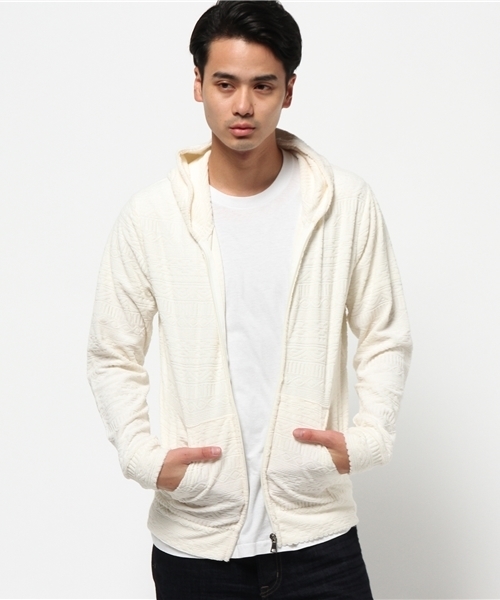 VENCEEXCHANGE（ヴァンスエクスチェンジ）の「パイルオルテガジャガードパーカー               （パーカー・メンズ・オフホワイト/グレー・MEDIUM/LARGE）」の5枚目の写真