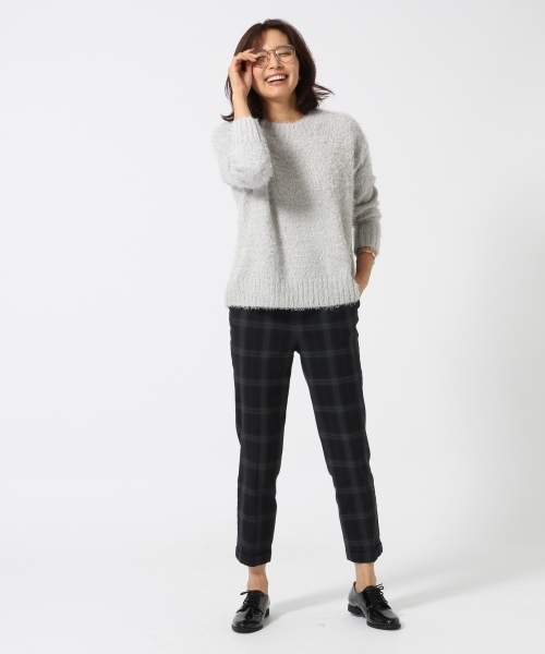 GLOBAL WORK（グローバルワーク）の「5ゲージフェザーヤーンニットプルオーバー/727801（ニット/セーター・レディース・ネイビー/ホワイト/ライトグレー/ライトベージュ・LARGE/MEDIUM）」の6枚目の写真