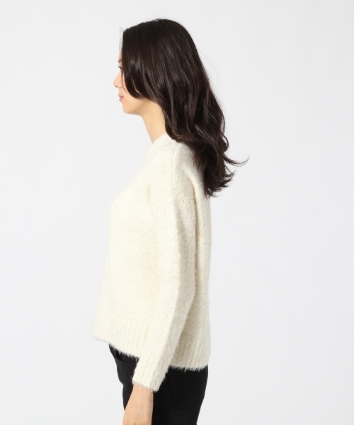 GLOBAL WORK（グローバルワーク）の「5ゲージフェザーヤーンニットプルオーバー/727801（ニット/セーター・レディース・ネイビー/ホワイト/ライトグレー/ライトベージュ・LARGE/MEDIUM）」の9枚目の写真