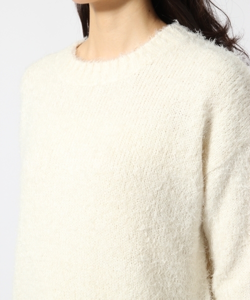 GLOBAL WORK（グローバルワーク）の「5ゲージフェザーヤーンニットプルオーバー/727801（ニット/セーター・レディース・ネイビー/ホワイト/ライトグレー/ライトベージュ・LARGE/MEDIUM）」の11枚目の写真