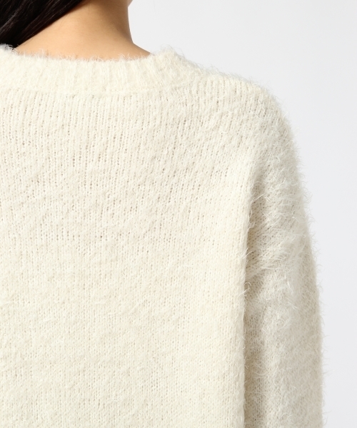 GLOBAL WORK（グローバルワーク）の「5ゲージフェザーヤーンニットプルオーバー/727801（ニット/セーター・レディース・ネイビー/ホワイト/ライトグレー/ライトベージュ・LARGE/MEDIUM）」の15枚目の写真