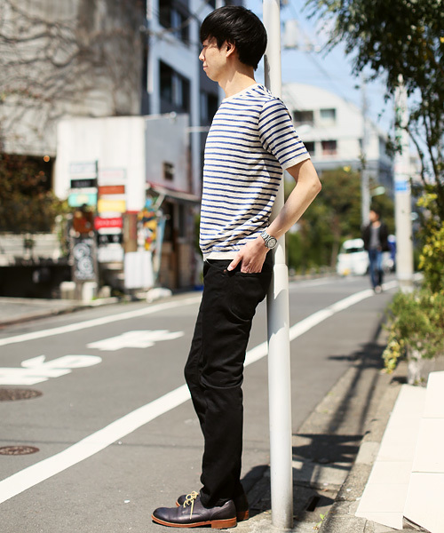 quadro（クオドロ）の「ラミー綿撚杢ボーダー半袖クルーtee（Tシャツ/カットソー・メンズ・スミクロ/ブルー・MEDIUM/LARGE）」の10枚目の写真