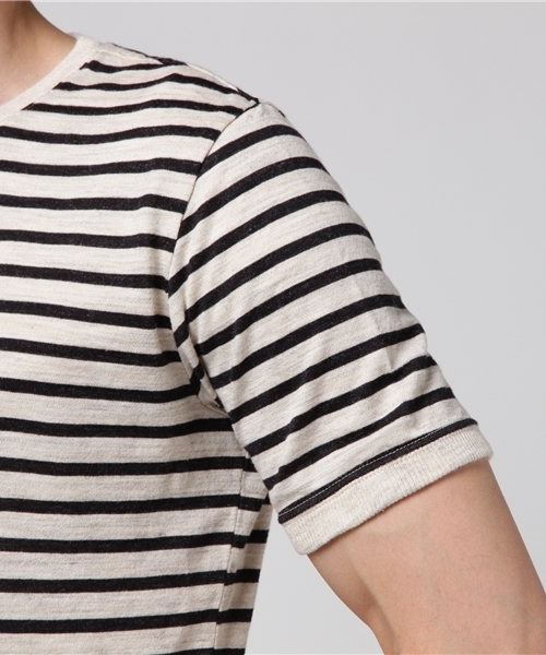 quadro（クオドロ）の「ラミー綿撚杢ボーダー半袖クルーtee（Tシャツ/カットソー・メンズ・スミクロ/ブルー・MEDIUM/LARGE）」の6枚目の写真