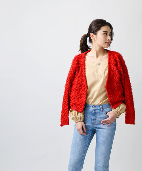 WEGO（ウィゴー）の「WEGO/フリンジショートカーディガン（カーディガン/ボレロ・レディース・レッド/ホワイト/ブラック/ライトピンク・FREE）」の17枚目の写真