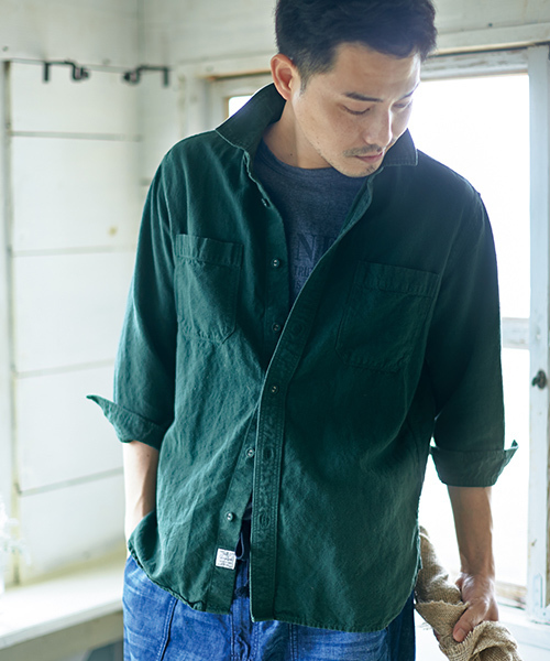 Sunny Clouds サニークラウズ の サニークラウズ 葉っぱ色のシャツ メンズ シャツ ブラウス Wear