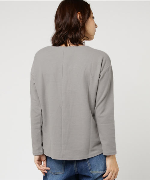 IGNIO（イグニオ）の「Ｖネックカットソー ロングＴシャツ サカリバ素材（Tシャツ/カットソー・レディース・ワイン/ライトグレー/ネイビー・L/M/S/LL）」の5枚目の写真