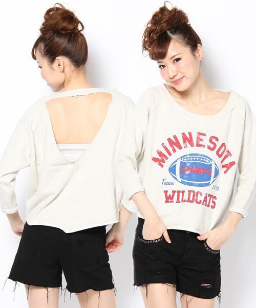 LB-03（エルビー・ゼロスリー）の「WILD 7分トレーナー（Tシャツ/カットソー・レディース・ブラック系/グレー系2/ホワイト系1・FREE）」の2枚目の写真