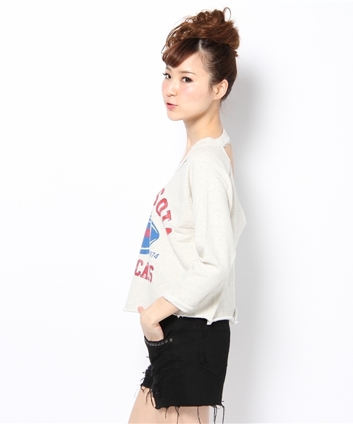 LB-03（エルビー・ゼロスリー）の「WILD 7分トレーナー（Tシャツ/カットソー・レディース・ブラック系/グレー系2/ホワイト系1・FREE）」の5枚目の写真
