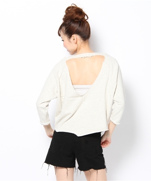 LB-03（エルビー・ゼロスリー）の「WILD 7分トレーナー（Tシャツ/カットソー・レディース・ブラック系/グレー系2/ホワイト系1・FREE）」の6枚目の写真