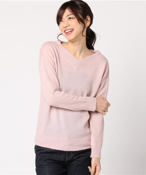 un dix cors（アンディコール）の「ラクーン混Vプルオーバーニット（ニット/セーター・レディース・ライトグレー/ライトブルー/アイボリー/ライラック/ピンク/その他14/ブルー/ライトベージュ/アクア・FREE/ﾌﾘ-）」の8枚目の写真