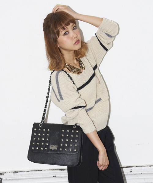 MAJESTIC LEGON(マジェスティックレゴン)の「あぜ編みボーダーPO(ニット/セーター・レディース・レッド系その他/アイボリー/ピンク/ワイン/グレー・FREE)」の1枚目の写真