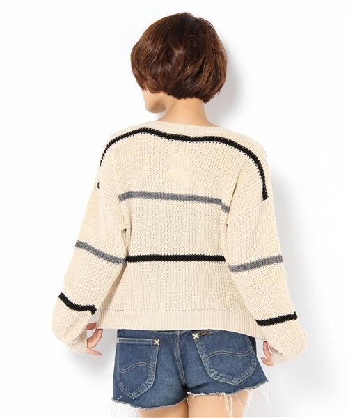 MAJESTIC LEGON(マジェスティックレゴン)の「あぜ編みボーダーPO(ニット/セーター・レディース・レッド系その他/アイボリー/ピンク/ワイン/グレー・FREE)」の9枚目の写真