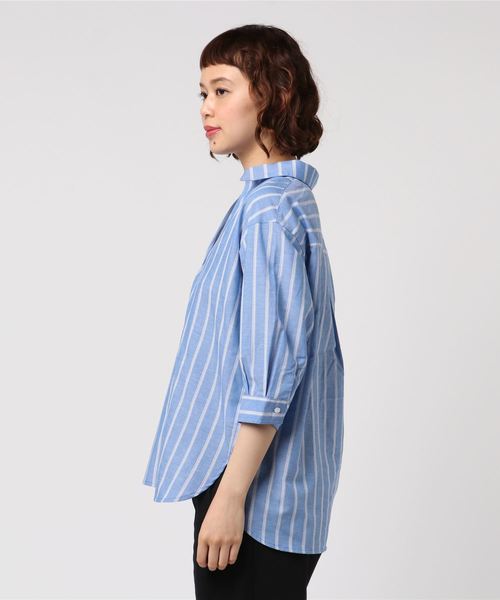 BLISS POINT（ブリスポイント）の「【Sサイズ展開】リネンコンスキッパーシャツ７分袖/795436（シャツ/ブラウス・レディース・ネイビー/その他1/ライトグリーン/ホワイト/パープル・LARGE/MEDIUM/SMALL）」の7枚目の写真