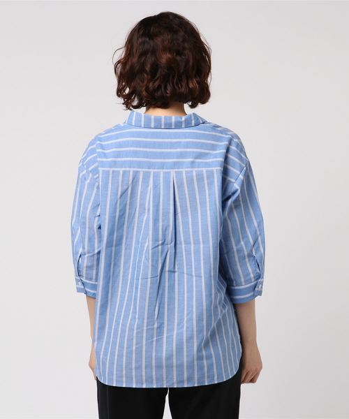 BLISS POINT（ブリスポイント）の「【Sサイズ展開】リネンコンスキッパーシャツ７分袖/795436（シャツ/ブラウス・レディース・ネイビー/その他1/ライトグリーン/ホワイト/パープル・LARGE/MEDIUM/SMALL）」の6枚目の写真