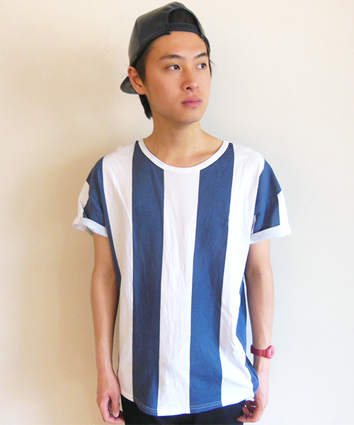 WHO'S WHO gallery（フーズフーギャラリー）の「プリントストライプTEE（Tシャツ/カットソー・メンズ・ブルー/その他/ブラック/その他1・MEDIUM/LARGE）」の3枚目の写真