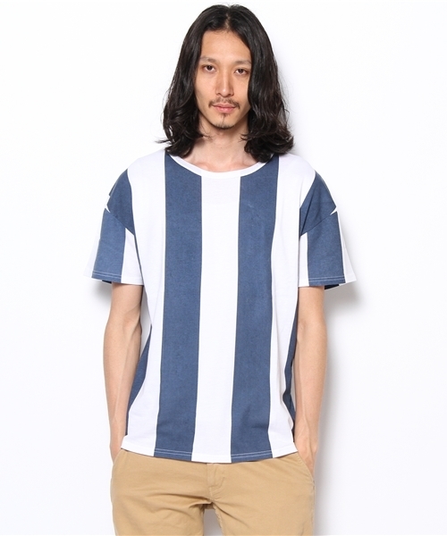 WHO'S WHO gallery（フーズフーギャラリー）の「プリントストライプTEE（Tシャツ/カットソー・メンズ・ブルー/その他/ブラック/その他1・MEDIUM/LARGE）」の10枚目の写真