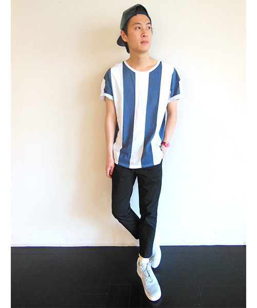 WHO'S WHO gallery（フーズフーギャラリー）の「プリントストライプTEE（Tシャツ/カットソー・メンズ・ブルー/その他/ブラック/その他1・MEDIUM/LARGE）」の13枚目の写真