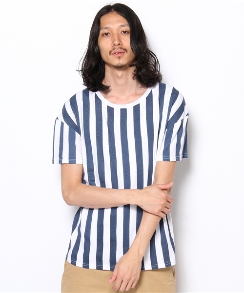 WHO'S WHO gallery（フーズフーギャラリー）の「プリントストライプTEE（Tシャツ/カットソー・メンズ・ブルー/その他/ブラック/その他1・MEDIUM/LARGE）」の4枚目の写真