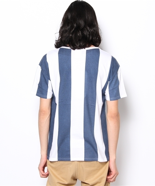 WHO'S WHO gallery（フーズフーギャラリー）の「プリントストライプTEE（Tシャツ/カットソー・メンズ・ブルー/その他/ブラック/その他1・MEDIUM/LARGE）」の6枚目の写真