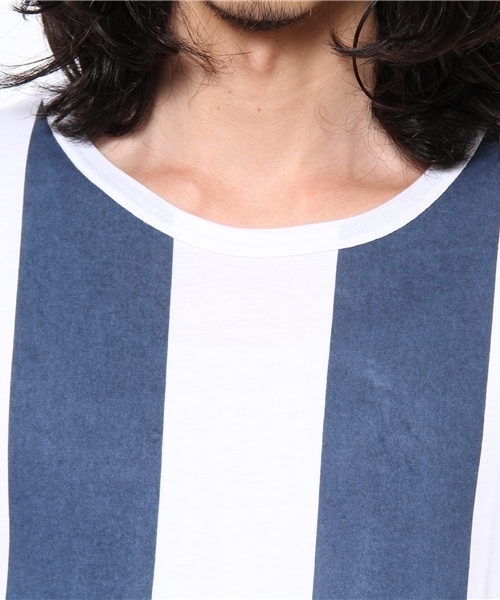 WHO'S WHO gallery（フーズフーギャラリー）の「プリントストライプTEE（Tシャツ/カットソー・メンズ・ブルー/その他/ブラック/その他1・MEDIUM/LARGE）」の7枚目の写真