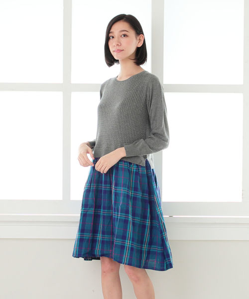 Afternoon Tea アフタヌーンティー の タータンチェック柄切り替えワンピース ワンピース Wear