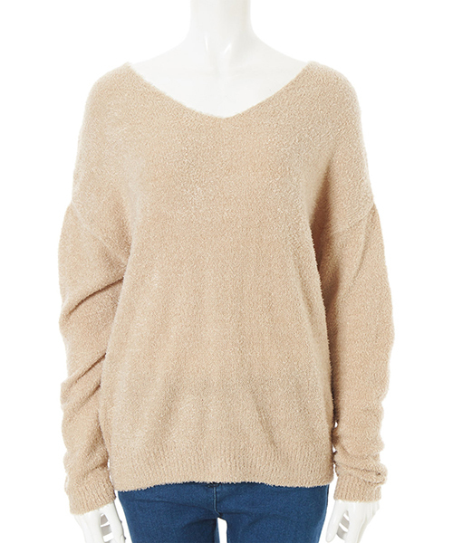 fifth（フィフス）の「Vネックプードルニット（ニット/セーター・レディース・ホワイト/ベージュ/ラベンダー/グレー・MEDIUM）」の3枚目の写真