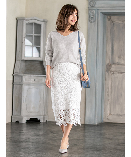 fifth（フィフス）の「Vネックプードルニット（ニット/セーター・レディース・ホワイト/ベージュ/ラベンダー/グレー・MEDIUM）」の10枚目の写真