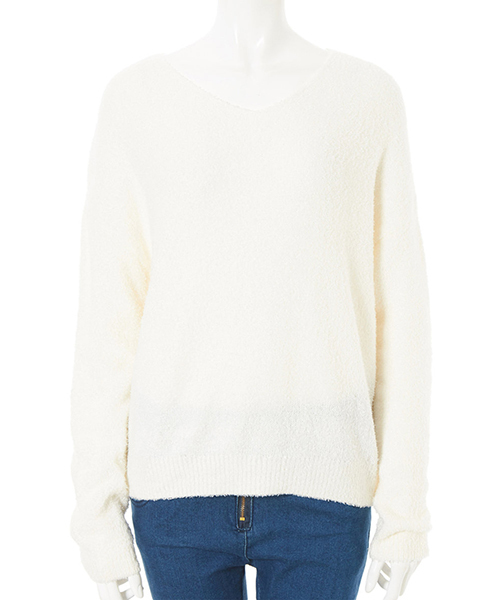 fifth（フィフス）の「Vネックプードルニット（ニット/セーター・レディース・ホワイト/ベージュ/ラベンダー/グレー・MEDIUM）」の5枚目の写真