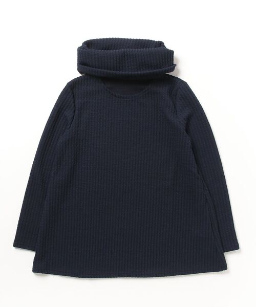 STYLEBLOCK（スタイルブロック）の「リブニットスヌード付きトップス無地長袖トップス（ニット/セーター・レディース・ブラック/ネイビー/モカ・FREE）」の3枚目の写真
