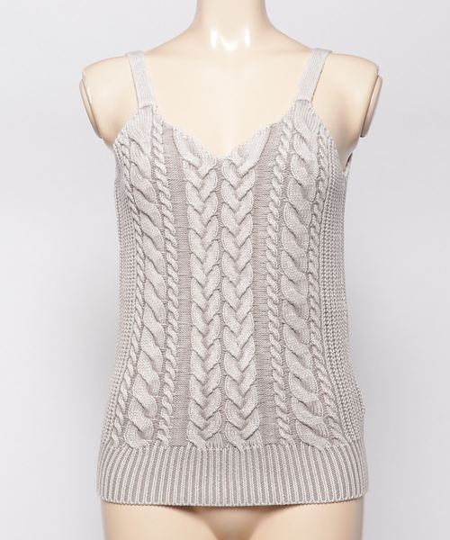 ENVYM（アンビー）の「ダブルケーブルＳ／Ｗ ＫＮＩＴ ＴＴ（タンクトップ・レディース・ベージュ/ネイビー/カーキ/ピンク/グレー・FREE）」の10枚目の写真