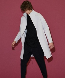 硫化染ドビーストレッチ スタンドカラーロングコート