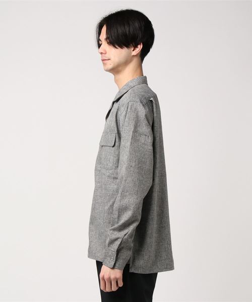 Lazar(ラザル)の「ポリトロ リラックス オーバーサイズ オープンカラーシャツ/CPOシャツ(シャツ/ブラウス・メンズ・ブラック/グレー・LL/M/L)」の3枚目の写真