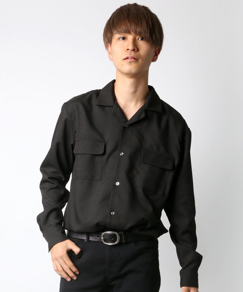 Lazar(ラザル)の「ポリトロ リラックス オーバーサイズ オープンカラーシャツ/CPOシャツ(シャツ/ブラウス・メンズ・ブラック/グレー・LL/M/L)」の2枚目の写真