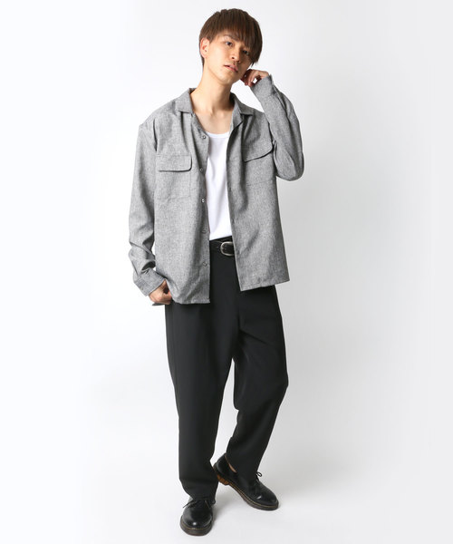 Lazar(ラザル)の「ポリトロ リラックス オーバーサイズ オープンカラーシャツ/CPOシャツ(シャツ/ブラウス・メンズ・ブラック/グレー・LL/M/L)」の9枚目の写真