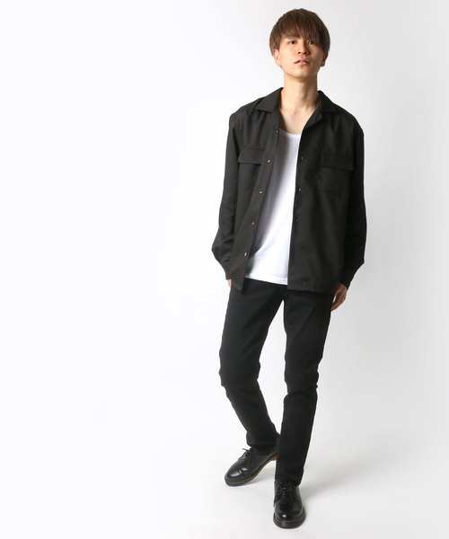 Lazar(ラザル)の「ポリトロ リラックス オーバーサイズ オープンカラーシャツ/CPOシャツ(シャツ/ブラウス・メンズ・ブラック/グレー・LL/M/L)」の12枚目の写真