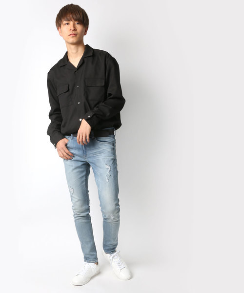 Lazar(ラザル)の「ポリトロ リラックス オーバーサイズ オープンカラーシャツ/CPOシャツ(シャツ/ブラウス・メンズ・ブラック/グレー・LL/M/L)」の13枚目の写真